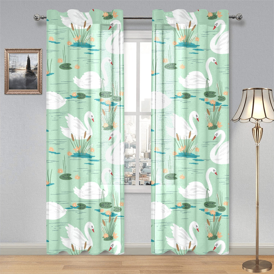 White swan lake pattern Gauze Curtain