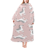 Cute zebra pattern Blanket Robe with Sleeves