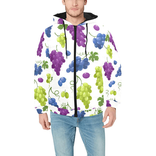 Grape pattern Men's Padded Hooded Jacket