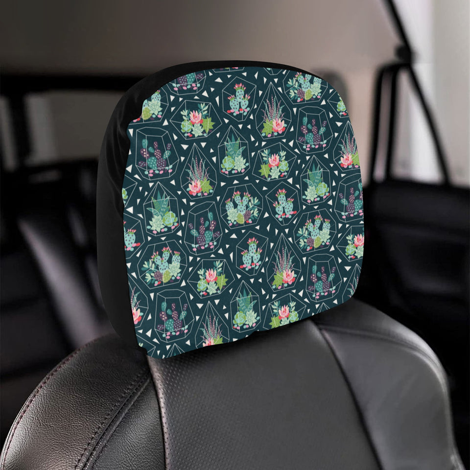 Cactus glass terrarium pattern Car Headrest Cover