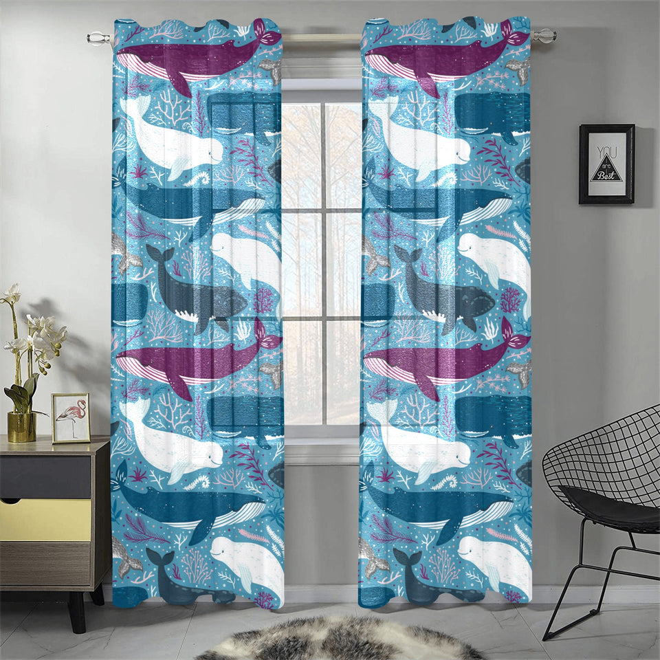 Whale design pattern Gauze Curtain