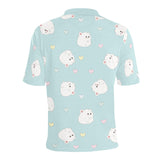 White cute hamsters heart pattern Men's All Over Print Polo Shirt