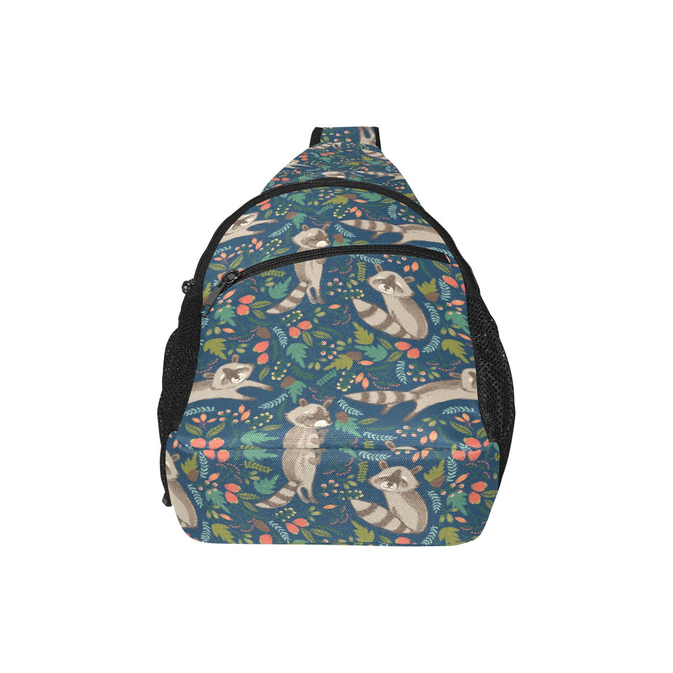 Raccoon tropical leaves pattern All Over Print Chest Bag