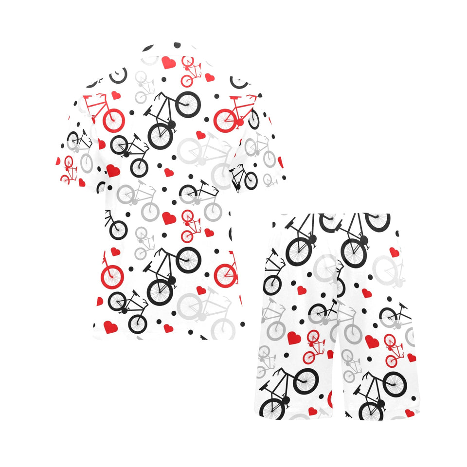Bicycle Pattern Print Design 04 Men's V-Neck Short Pajama Set