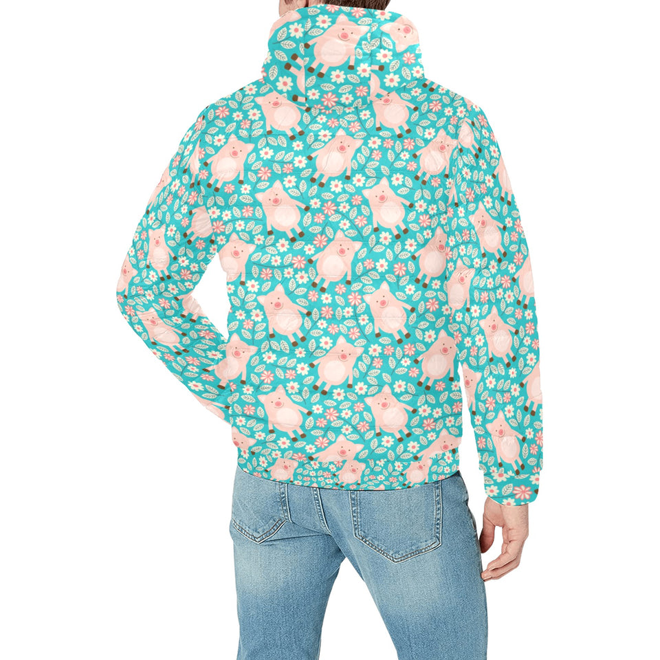 Pig Pattern Print Design 01 Men's Padded Hooded Jacket
