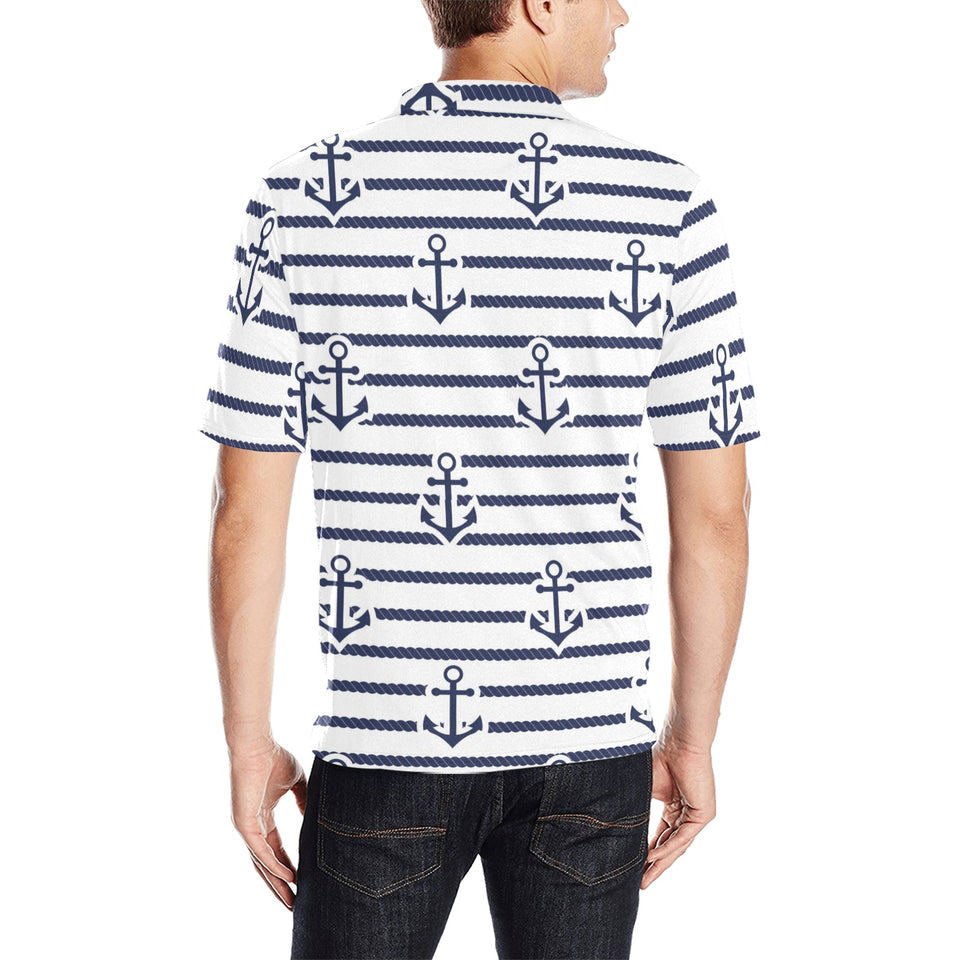 Anchor rope nautical pattern Men's All Over Print Polo Shirt