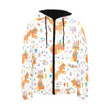 cute tribal fox pattern Men's Padded Hooded Jacket