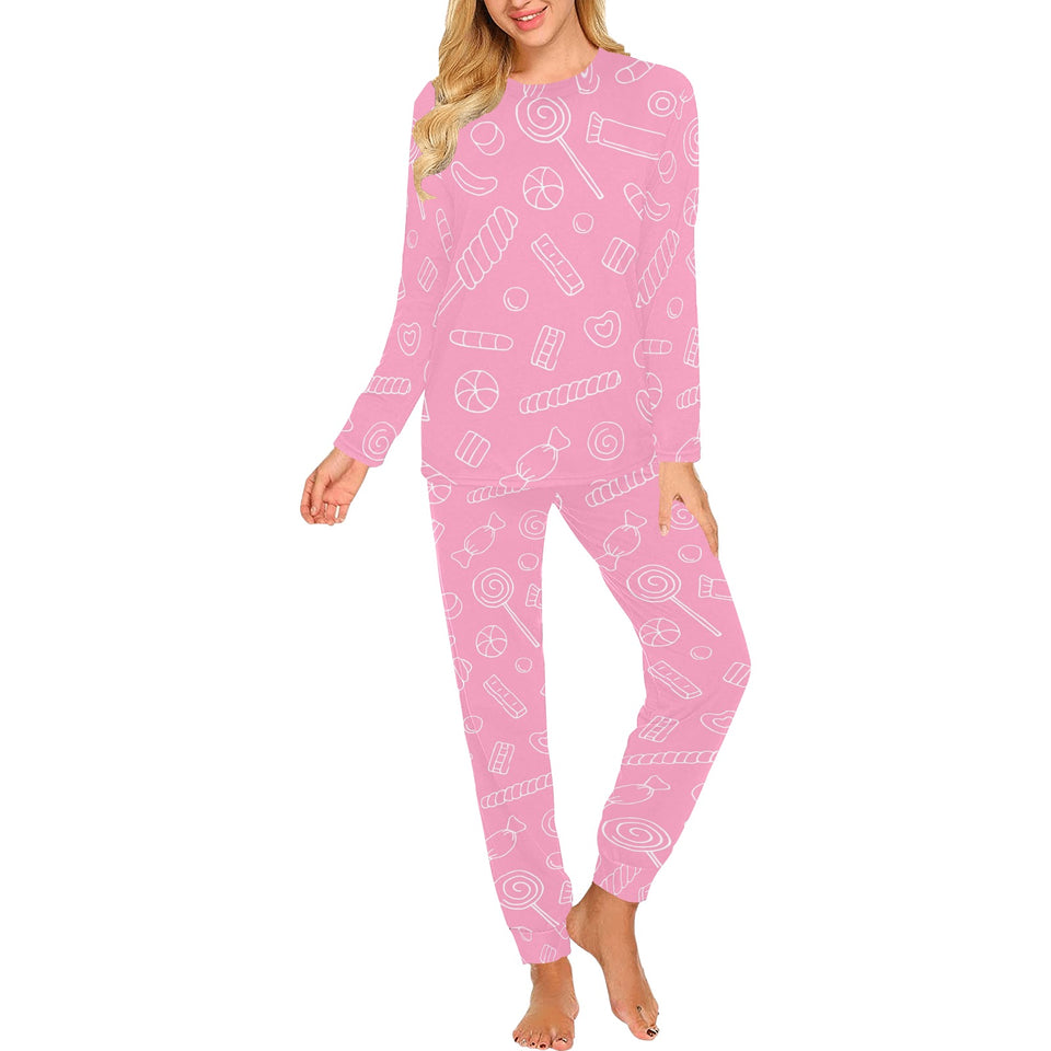 Sweet candy pink background Women's All Over Print Pajama Set