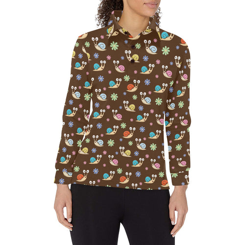 Snail Pattern Print Design 03 Women's Long Sleeve Polo Shirt