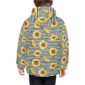 sunflowers ribbon background Kids' Boys' Girls' Padded Hooded Jacket
