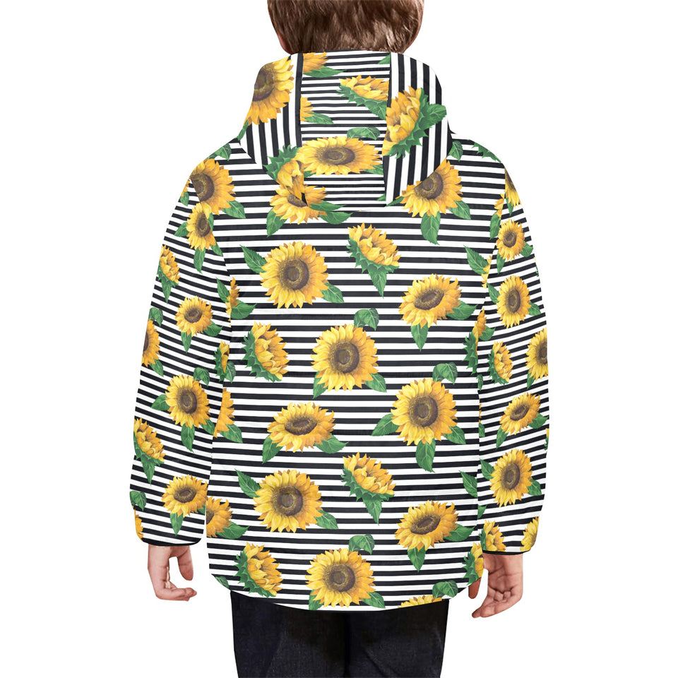 sunflowers ribbon background Kids' Boys' Girls' Padded Hooded Jacket