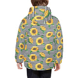 sunflowers ribbon background Kids' Boys' Girls' Padded Hooded Jacket