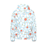 Bowling ball bowling pins blue blackground Kids' Boys' Girls' Padded Hooded Jacket