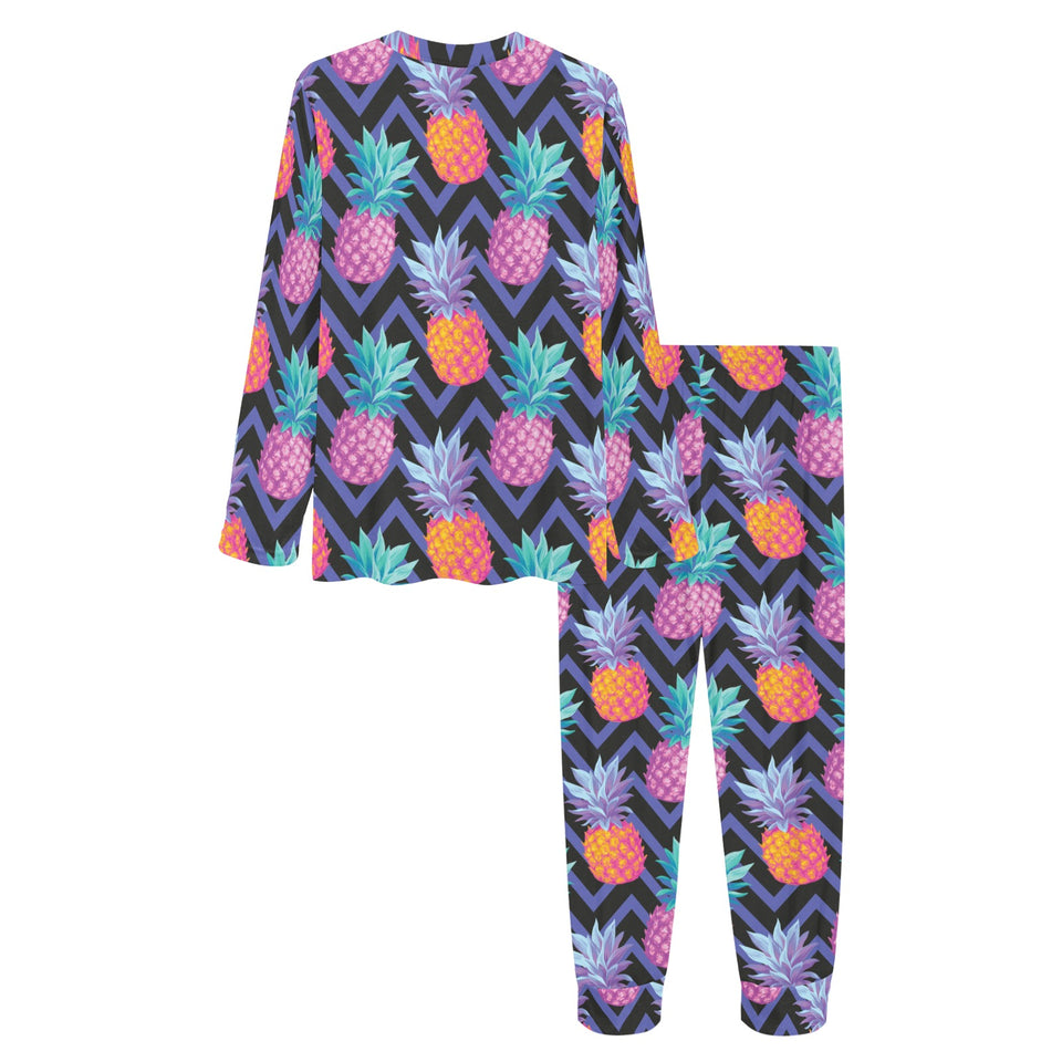 Pineapples pattern zigzag background Women's All Over Print Pajama Set