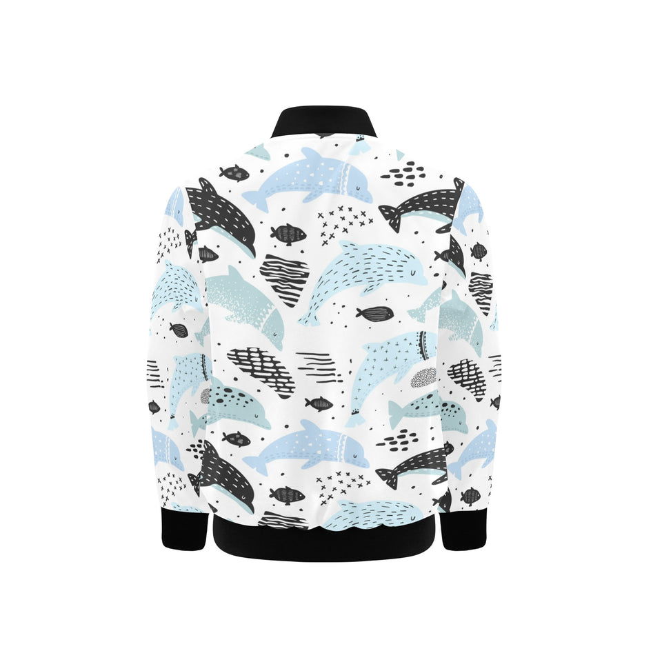 Cute dolphins Childish Style pattern Kids' Boys' Girls' Bomber Jacket