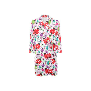 Ladybug Pattern Print Design 03 Men's Long Sleeve Belted Night Robe