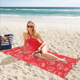 sushi pattern red background Beach Towel