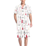 Cute Christmas tree pattern Men's V-Neck Short Pajama Set