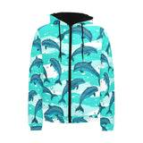 Dolphin sea pattern Men's Padded Hooded Jacket