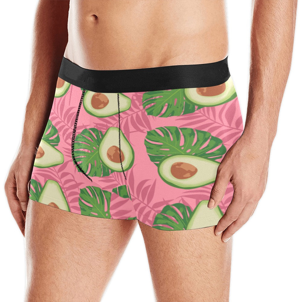 Avocado slices leaves pink back ground Men's All Over Print Boxer Briefs Men's Underwear