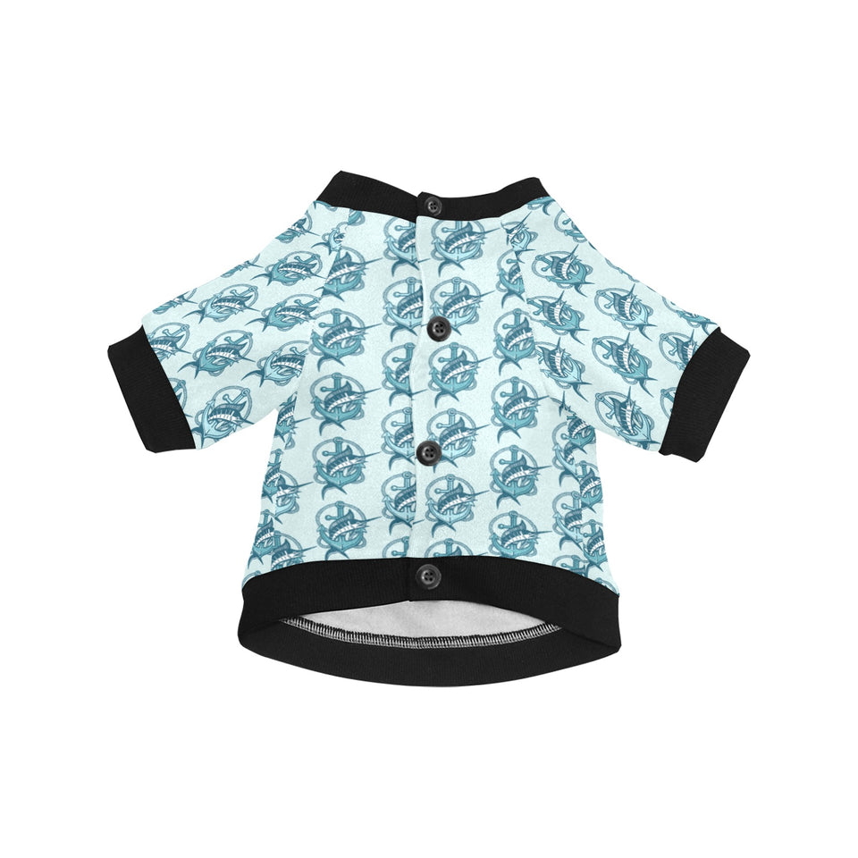 Swordfish Pattern Print Design 05 All Over Print Pet Dog Round Neck Fuzzy Shirt