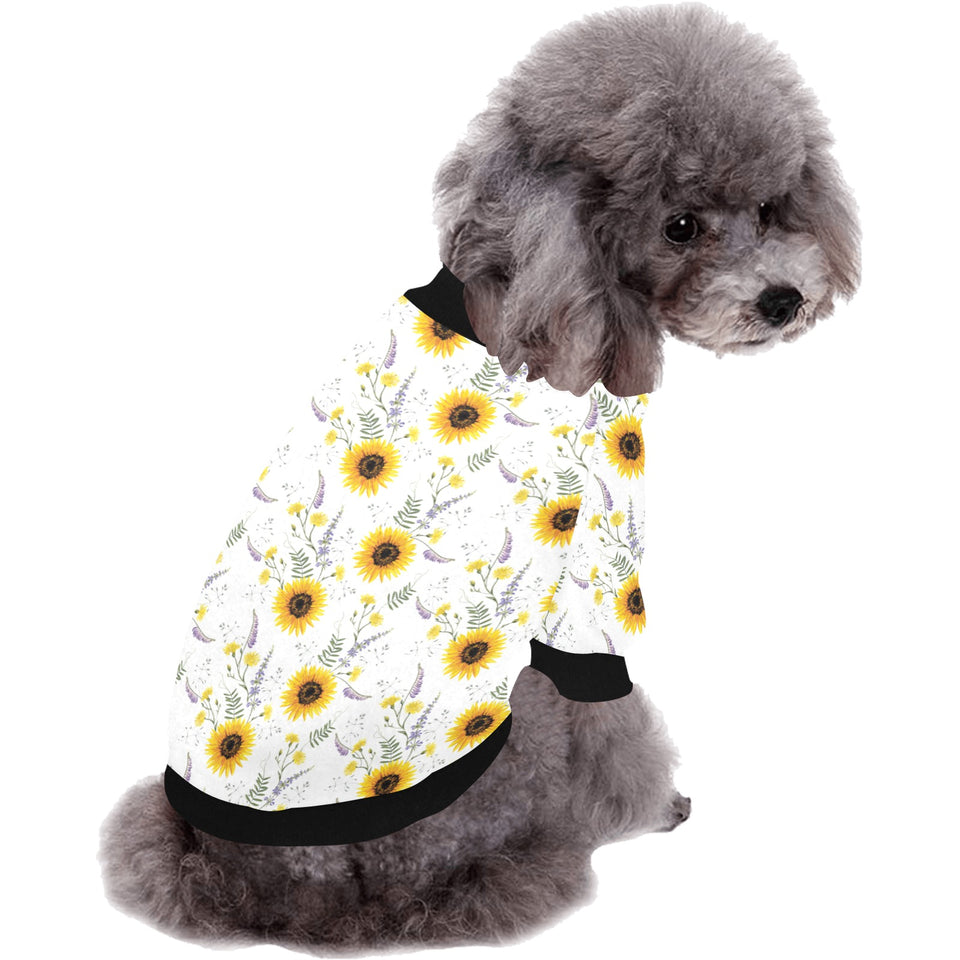 beautiful sunflowers pattern All Over Print Pet Dog Round Neck Fuzzy Shirt