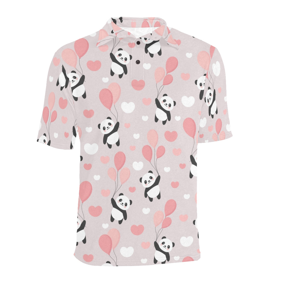 Cute panda ballon heart pattern Men's All Over Print Polo Shirt
