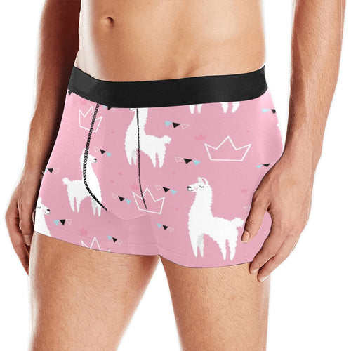 Llama Alpaca pink background Men's All Over Print Boxer Briefs Men's Underwear