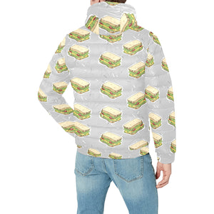 Sandwich Pattern Print Design 05 Men's Padded Hooded Jacket