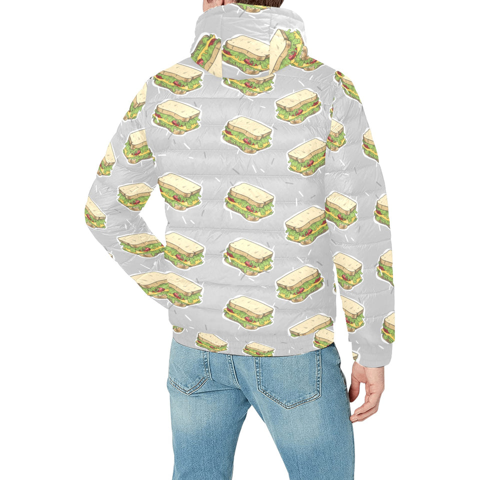 Sandwich Pattern Print Design 05 Men's Padded Hooded Jacket