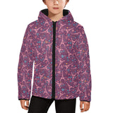 Eiffel Tower Heart Pattern Print Design 04 Kids' Boys' Girls' Padded Hooded Jacket