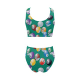 Billiard Ball Pattern Print Design 01 Chest Bowknot High Waisted Bikini Swimsuit