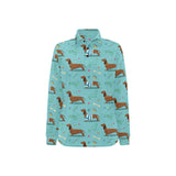 Dachshund decorative background Women's Long Sleeve Polo Shirt