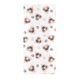 Cute pugs pink heart paw pattern Beach Towel