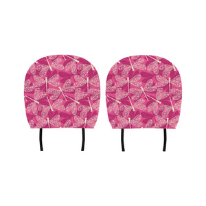 Beautiful dragonfly pink background Car Headrest Cover