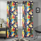 Colorful parrot flower pattern Gauze Curtain