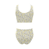 Tennis Pattern Print Design 02 Chest Bowknot High Waisted Bikini Swimsuit