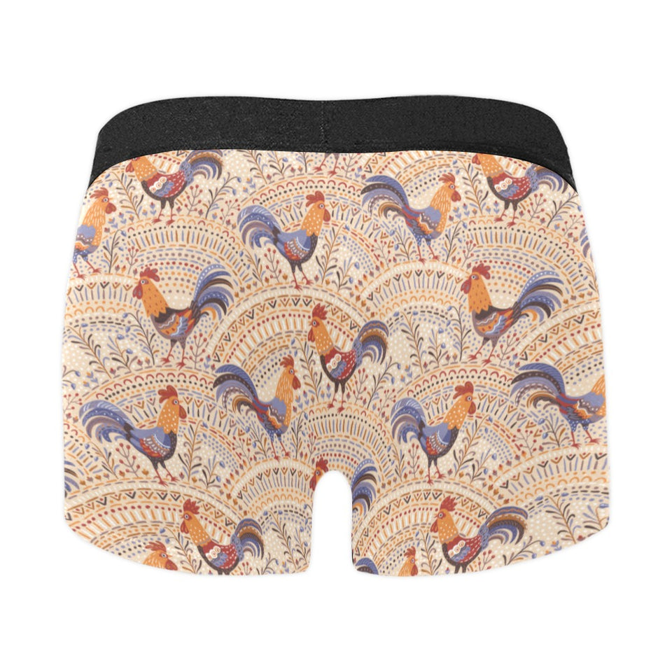Cute rooster chicken cock floral ornament backgrou Men's All Over Print Boxer Briefs Men's Underwear
