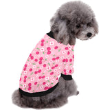cherry flower pattern pink background All Over Print Pet Dog Round Neck Fuzzy Shirt