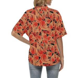 Fire flame pattern Women's All Over Print Hawaiian Shirt