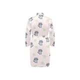 cute raccoons leaves pattern Men's Long Sleeve Belted Night Robe
