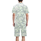 hand drawn blueberry pattern Men's V-Neck Short Pajama Set