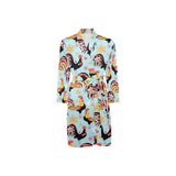 Rooster chicken cock snowfalke Men's Long Sleeve Belted Night Robe