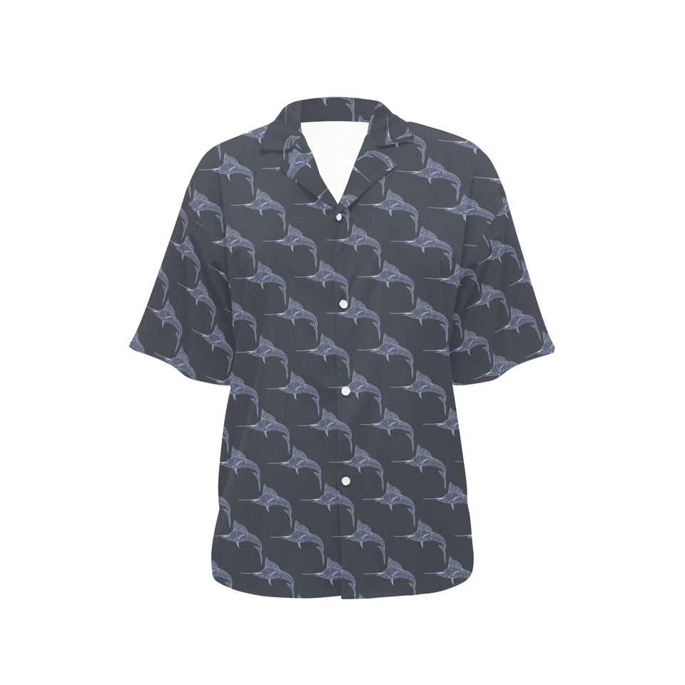 Swordfish Pattern Print Design 03 Women's All Over Print Hawaiian Shirt