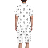 Cute french bulldog paw pattern Men's V-Neck Short Pajama Set