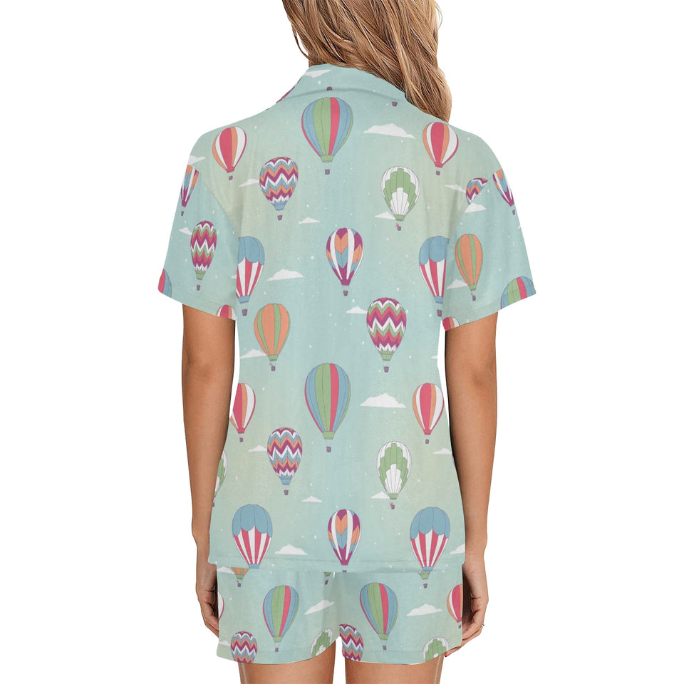 Hot Air Balloon design Pattern Women's V-Neck Short Pajama Set