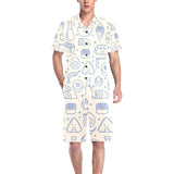 Cute sushi icon pattern Men's V-Neck Short Pajama Set