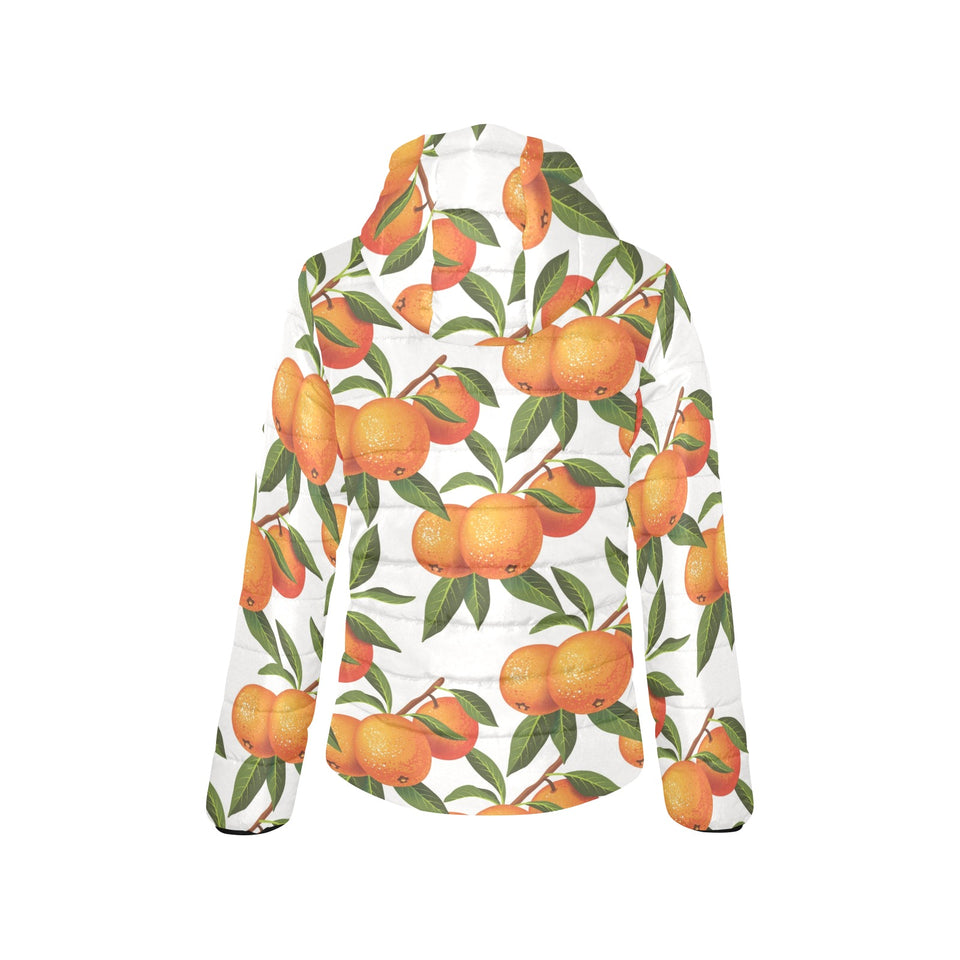 Oranges pattern background Women's Padded Hooded Jacket