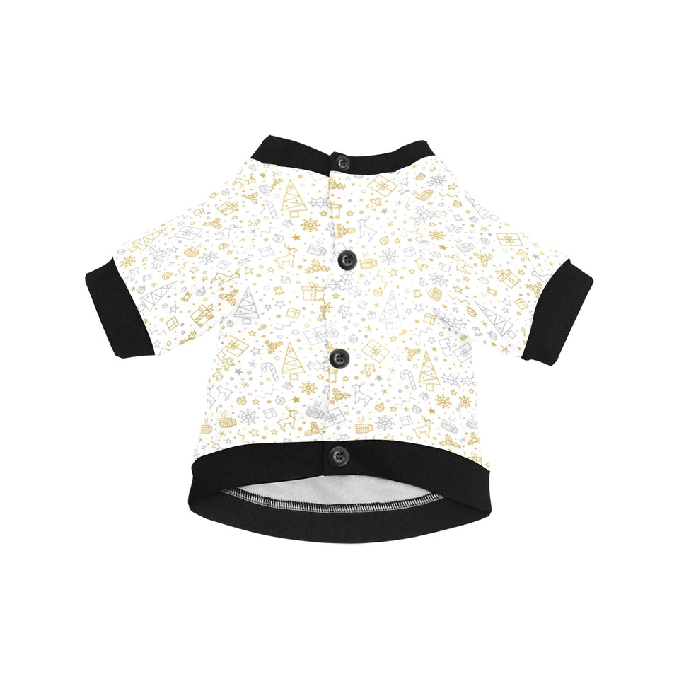 Christmas tree Christmas element Silver gold patte All Over Print Pet Dog Round Neck Fuzzy Shirt