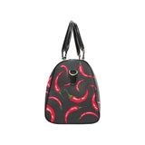 Chili peppers pattern black background Travel Bag